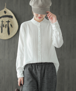 Two-layer cotton blouse  with frills