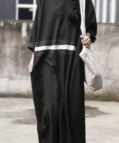 Retro Loose-fit Maxi dress with patched-works