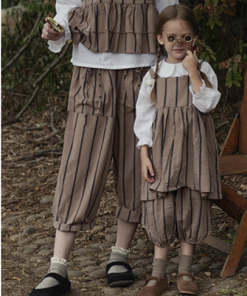 Cotton stripe wide-leg crop Pants