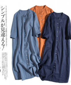 Classic retro linen cardigan Dress