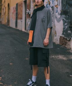 Unisex' over-sized and striped Cargo Shorts