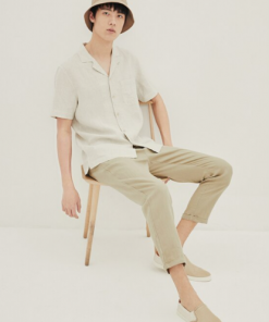 Men's linen casual short-sleeved shirt