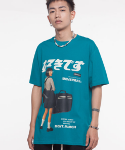 Unisex' Japanese vintage graphic & letters printed Tee